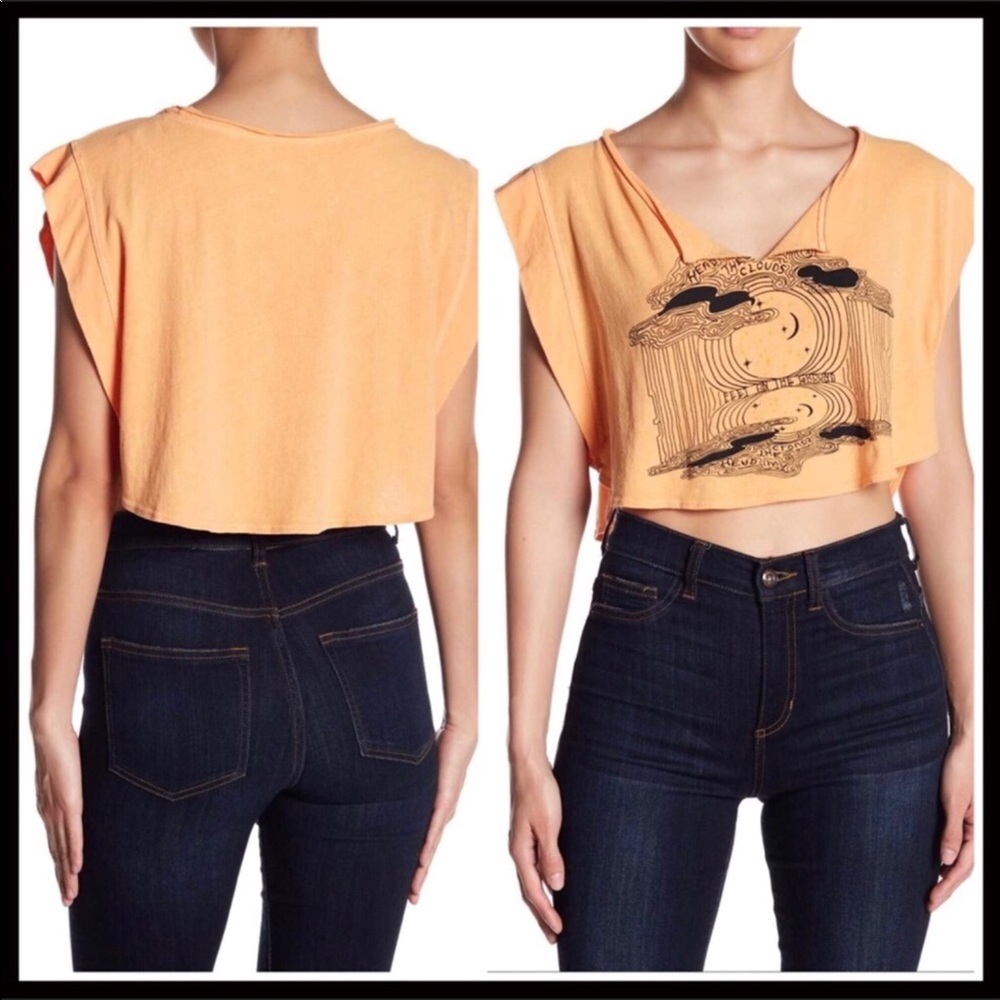 FREE PEOPLE GRAPHIC TEE CROPPED T-SHIRT CROP TOP - Picture 2 of 6
